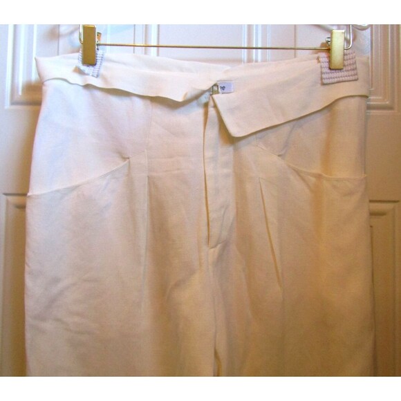 Catherine Gee Pants NWOT White Linen Silk Trousers Pleated Womens Size 6 - Picture 3 of 8